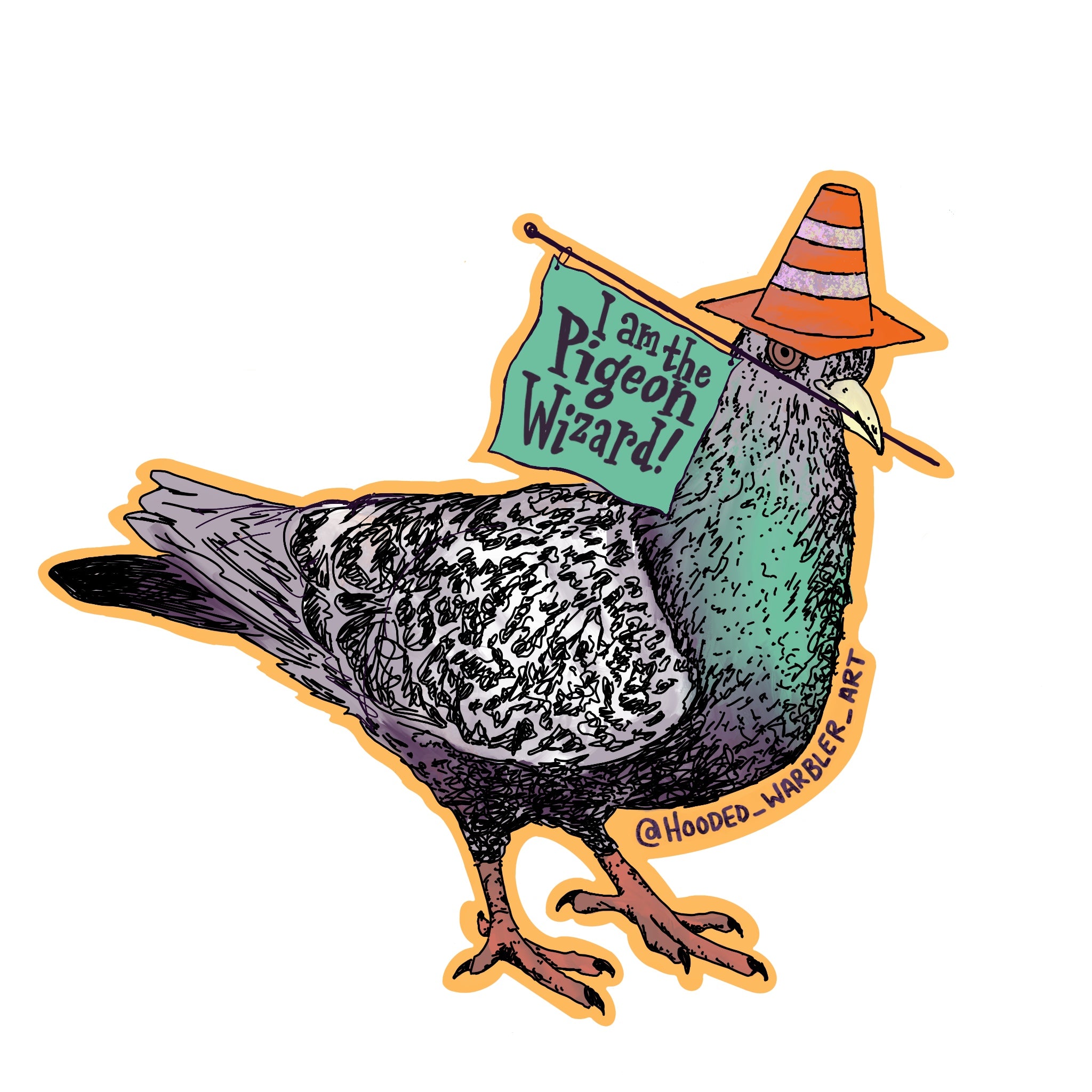 Holographic Pigeon Wizard Sticker